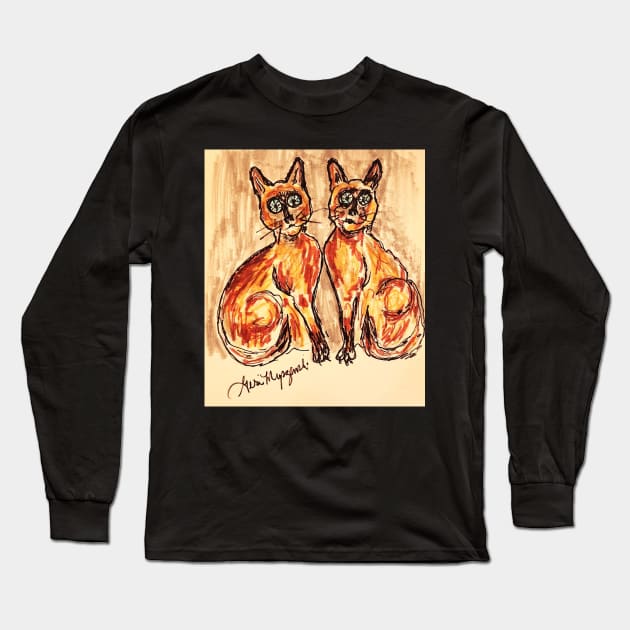 The Siamese cat Long Sleeve T-Shirt by TheArtQueenOfMichigan 